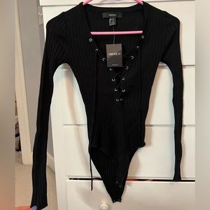 Forever 21 Black criss-cross bodysuit